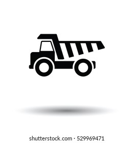 Icon of tipper. White background with shadow design. Vector illustration.