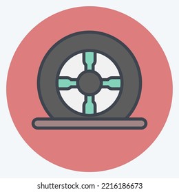 Icon Tire Flat. suitable for Automotive symbol. color mate style. simple design editable. design template vector. simple illustration
