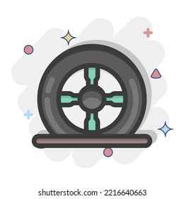 Icono Plano de neumáticos. adecuado para el símbolo Automotive. estilo cómic. diseño simple editable. vector de plantilla de diseño. ilustración simple