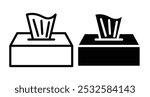Icon of a tissue box, symbolizing personal hygiene, tissues, or cleanliness.