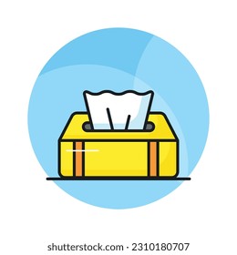 An icon of tissue box in trendy style, ready to use icon, hygiene accessory