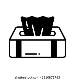 Eine Ikone der Gewebebox im trendigen Stil, einsatzbereit Icon, Hygienezubehör