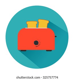 The icon of a toaster in red blue circle