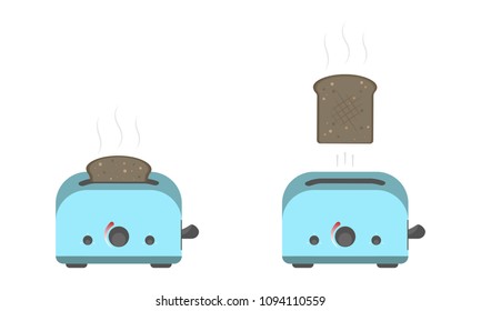 Icon of toaster. Stages of cooking toast. Cooking toasts for a delicious breakfast. Vector illustration.