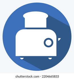 Tostadora de iconos. adecuado para el símbolo Kitchen Appliances. estilo de sombra larga. diseño simple editable. vector de plantilla de diseño. ilustración simple