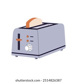 Icono de la tostadora. Tostadora. Electrodoméstico, utensilio de cocina eléctrico para preparar el desayuno. Utensilios de cocina para cocinar alimentos. Utensilios de cocina para asar pan. Ilustración vectorial aislada plana sobre fondo blanco