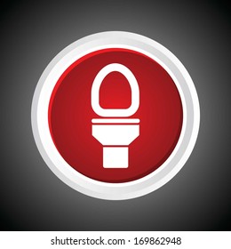Icon of Toilet bowl On Button. Eps-10.