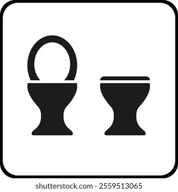 The icon with the toilet lid open and closed. Toilet equipment. Plumbing. Vector images.