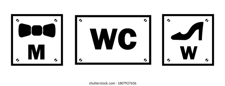 The Icon Of The Toilet. Men's, women's, for persons with Disabilities. Bathroom vector. Illustration of the Wc symbol. Vector graphics isolated on a white background.