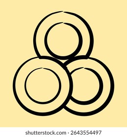 Icon token. Crypto currency elements. Icon in hand drawn style.
