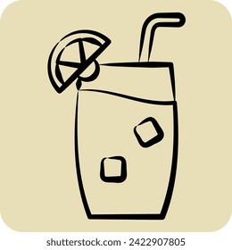 Icon Tom Collins. related to Cocktails,Drink symbol. hand drawn style. simple design editable. simple illustration