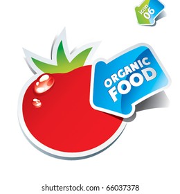 Icon tomato with an arrow by organic food. Vector illustration.