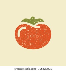 Icon of a tomato. Stylized drawing with colored pencils