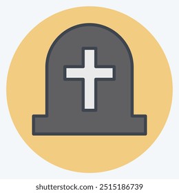 Icon Tombstone. related to Seath symbol. color mate style. simple illustration