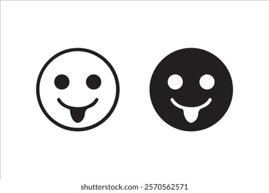 Icon tongue sticking out emotion outline and silhouette style 