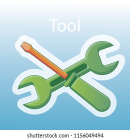 icon tools drawn in cartoon style
