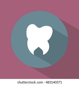 Icon. Tooth. Dental. Round. Bright. Flat design.