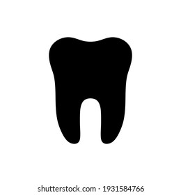 Icon of tooth. Dentist symbol. Logo of teeth. Graphic shape for dental. Illustration for healthy smile or medicine. Protection of health oral and tooth from caries. Sign of dentistry. Vector.