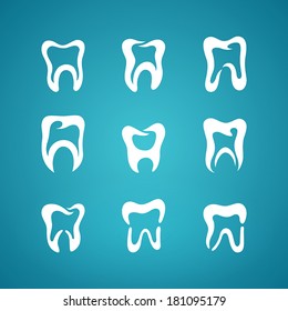 Icon tooth on blue background