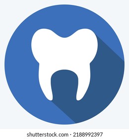 Icon Tooth. suitable for medicine symbol. long shadow style. simple design editable. design template vector. simple illustration