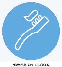 Icon Toothbrush. suitable for medicine symbol. blue eyes style. simple design editable. design template vector. simple illustration