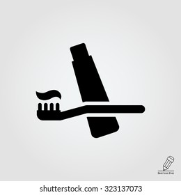 Icon of toothbrush and toothpaste