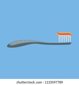 Icon toothbrush and toothpaste. Cleanliness teeth. Oral hygiene. Vector image.