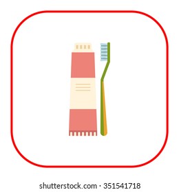 Icon of toothbrush and tube of toothpaste