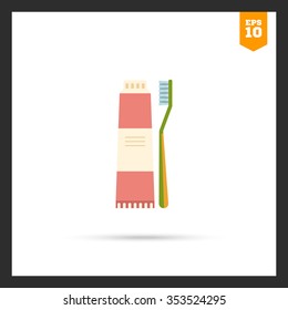 Icon of toothbrush and tube of toothpaste