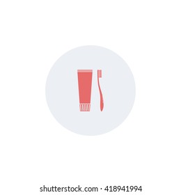 Icon toothbrush and a tube of toothpaste.