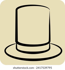 Icon Top Hat. in Zusammenhang mit dem Magischen Symbol. handgezeichnet. einfaches Design bearbeitbar. einfache Abbildung
