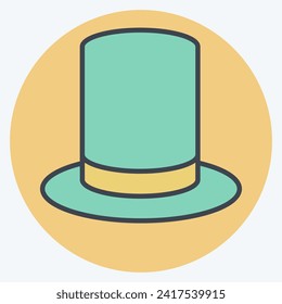 Sombrero superior de icono. relacionado con el símbolo Magic. estilo mate de color. diseño simple editable. ilustración simple