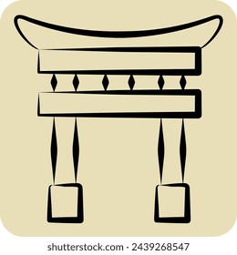 Icon Tori Gate. related to Japan symbol. hand drawn style. simple design illustration.