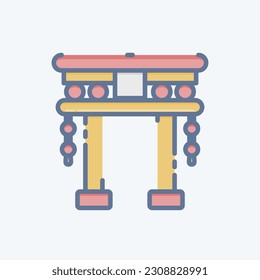 Icon Torii Gate. related to Chinese New Year symbol. doodle style. simple design editable