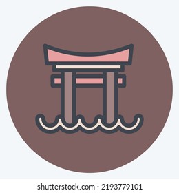 Icon Torii Gate. suitable for Japanese symbol. color mate style. simple design editable. design template vector. simple illustration