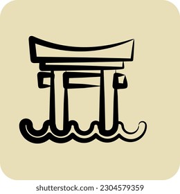 Icon Torii Gate. suitable for Japanese symbol. hand drawn style. simple design editable. design template