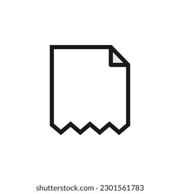 Icono de una hoja de papel rota. Documento o archivo dañado. 