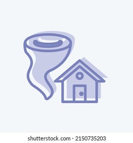 Icono Tornado Golpeando Casa. adecuado para el símbolo de desastres. estilo de dos tonos. diseño simple editable. vector de plantilla de diseño. ilustración de símbolo simple