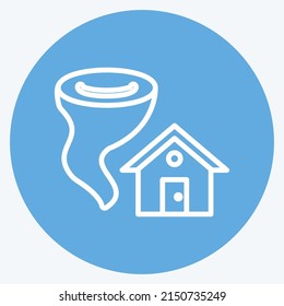 Icon Tornado Hitting House. suitable for disasters symbol. blue eyes style. simple design editable. design template vector. simple symbol illustration
