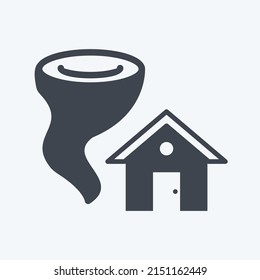 Icono Tornado Golpeando Casa. adecuado para el símbolo de desastres. estilo glifo. diseño simple editable. vector de plantilla de diseño. ilustración de símbolo simple