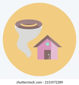 Icon Tornado Hitting House. suitable for disasters symbol. flat style. simple design editable. design template vector. simple symbol illustration