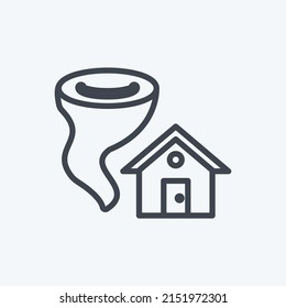 Icono Tornado Golpeando Casa. adecuado para el símbolo de desastres. estilo de línea. diseño simple editable. vector de plantilla de diseño. ilustración de símbolo simple