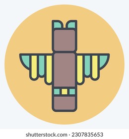 Icon Totem. related to American Indigenous symbol. color mate style. simple design editable