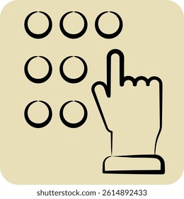 Icon Touch Password. related to Cryptocurrency symbol. hand drawn style