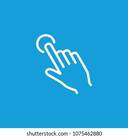 Icon of touching digital display. Index finger, pointing, using device. Touch screen concept. Can be used for topics like biometrics, identification, selection, click
