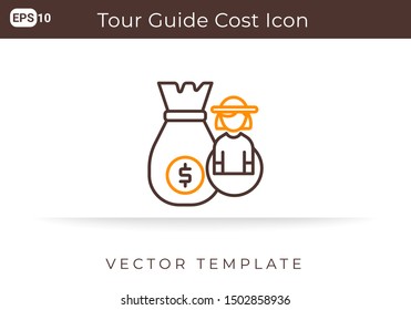 Icon Tour Guide Cost For Website, Infographic Element. Vector Illustration