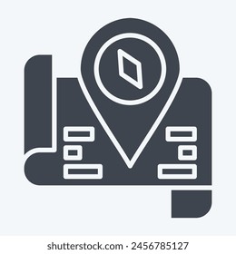 Icon Tourist Map. related to Hotel Service symbol. glyph style. simple design illustration