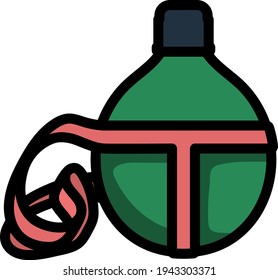 Icon Of Touristic Flask. Editable Bold Outline With Color Fill Design. Vector Illustration.