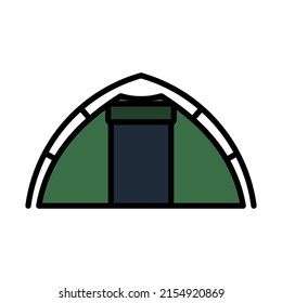 Symbol des touristischen Zeltes. Bearbeitbare, fette Rahmenlinie mit Farbfülldesign. Vektorgrafik.