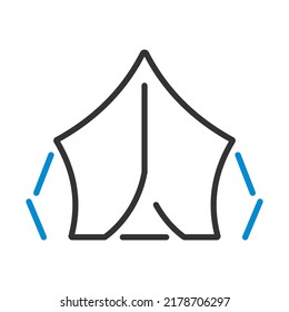 Symbol des touristischen Zeltes. Bearbeitbare, fette Rahmenlinie mit Farbfülldesign. Vektorgrafik.